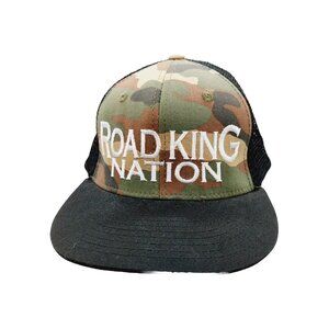 Road King Nation Hat Camo Adjustable Black White Embroidered